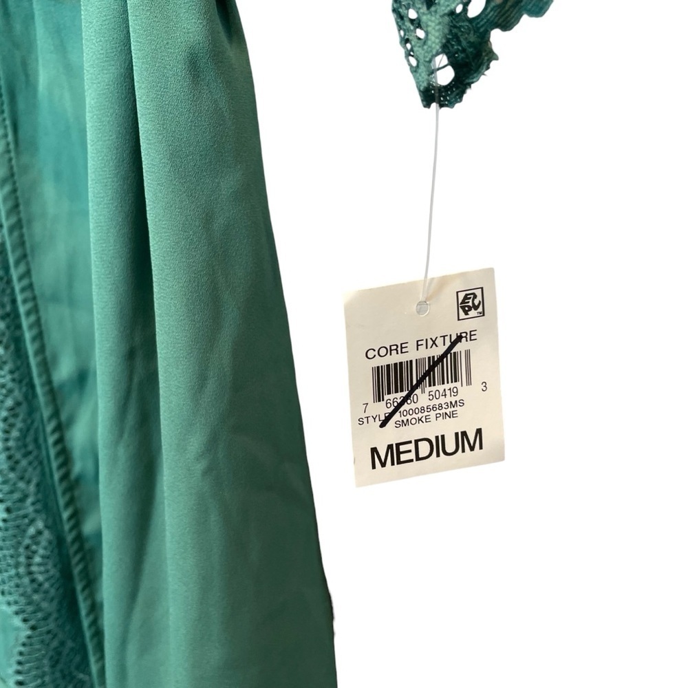 INC International Concepts Lace Trim Short Robe Smoke Pine Green Medium New - Picture 4 of 7